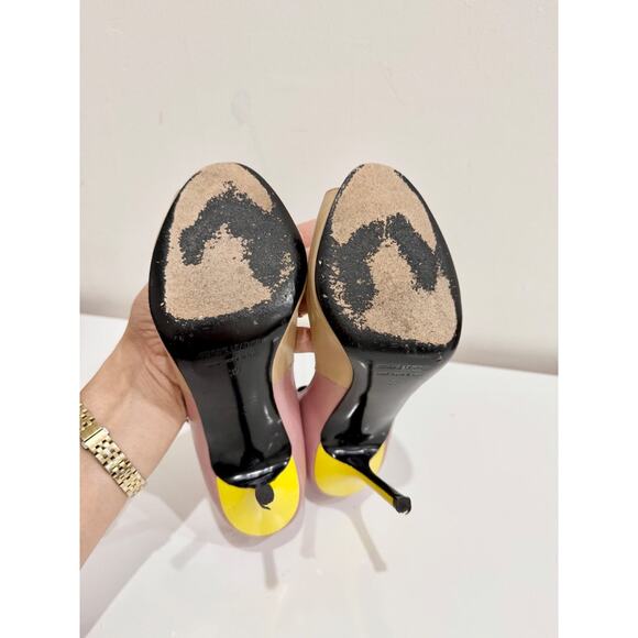 Pierre Hardy Colorblock Peep-Toe Calfskin Leather Stiletto Heels Women's Size 37 - Picture 6 of 6